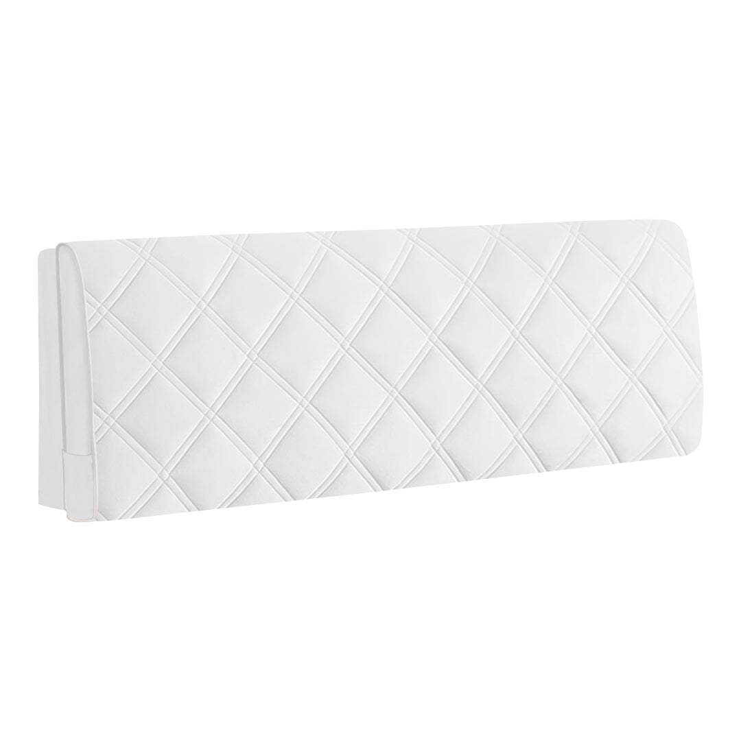 Off White Criss Cross Pattern Super Soft Quilted Velvet Headboard Cover - Bedhead Decoration