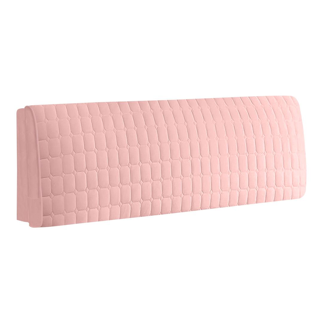 Pink Cube Pattern Soft Quilted Velvet Headboard Cover - Bedroom Decor