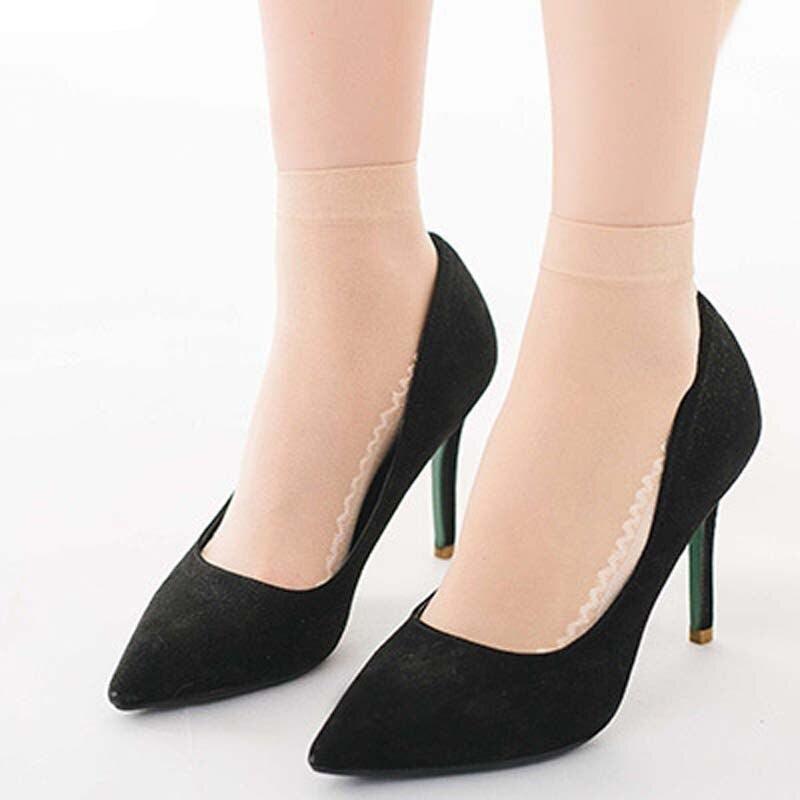 10 Pairs Women's Fashion Summer Socks, Free Size Velvet Silk Blend, Slip-Resistant Grey Colour - Image 5