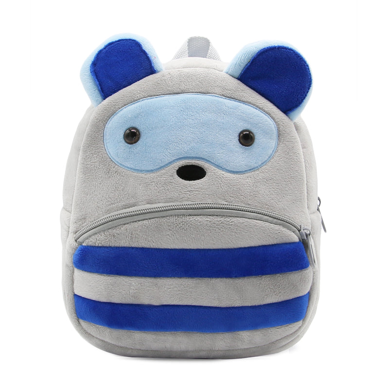 3D Grey Raccoon School Backpack, Cute Cartoon Design, Toddler Plush Bag - Free Shipping