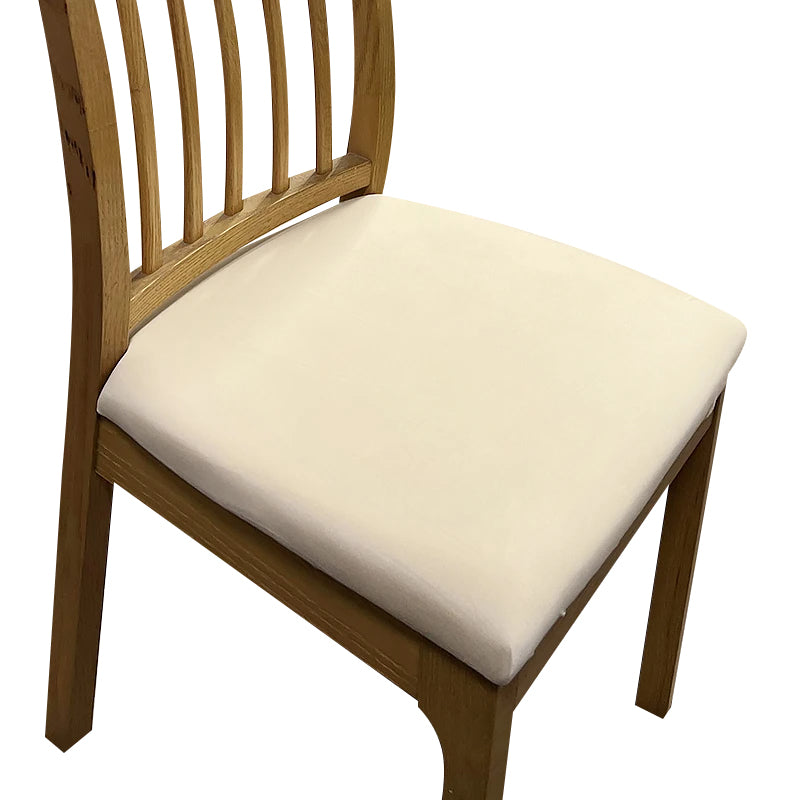 Beige Plain No Print Stretch Washable, Removable Seat Cover for Home, Kitchen