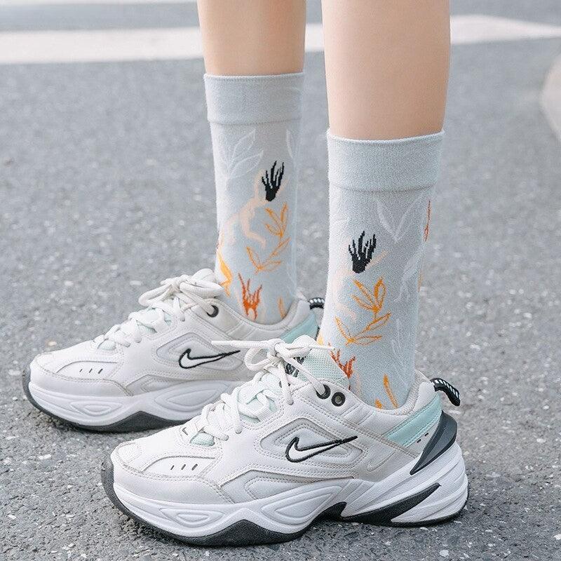 5 Pairs Women's Cotton Socks Size 5-9, Painting Design as Gift Idea - Image 4