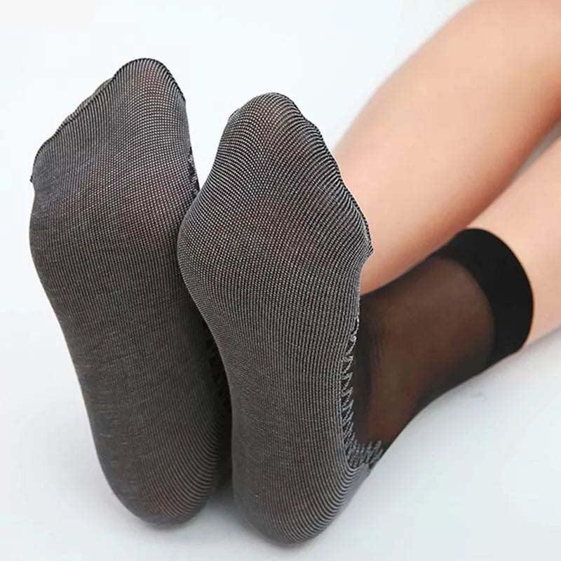 10 Pairs Women's Fashion Summer Socks, Free Size Velvet Silk Blend, Slip-Resistant Grey Colour - Image 6