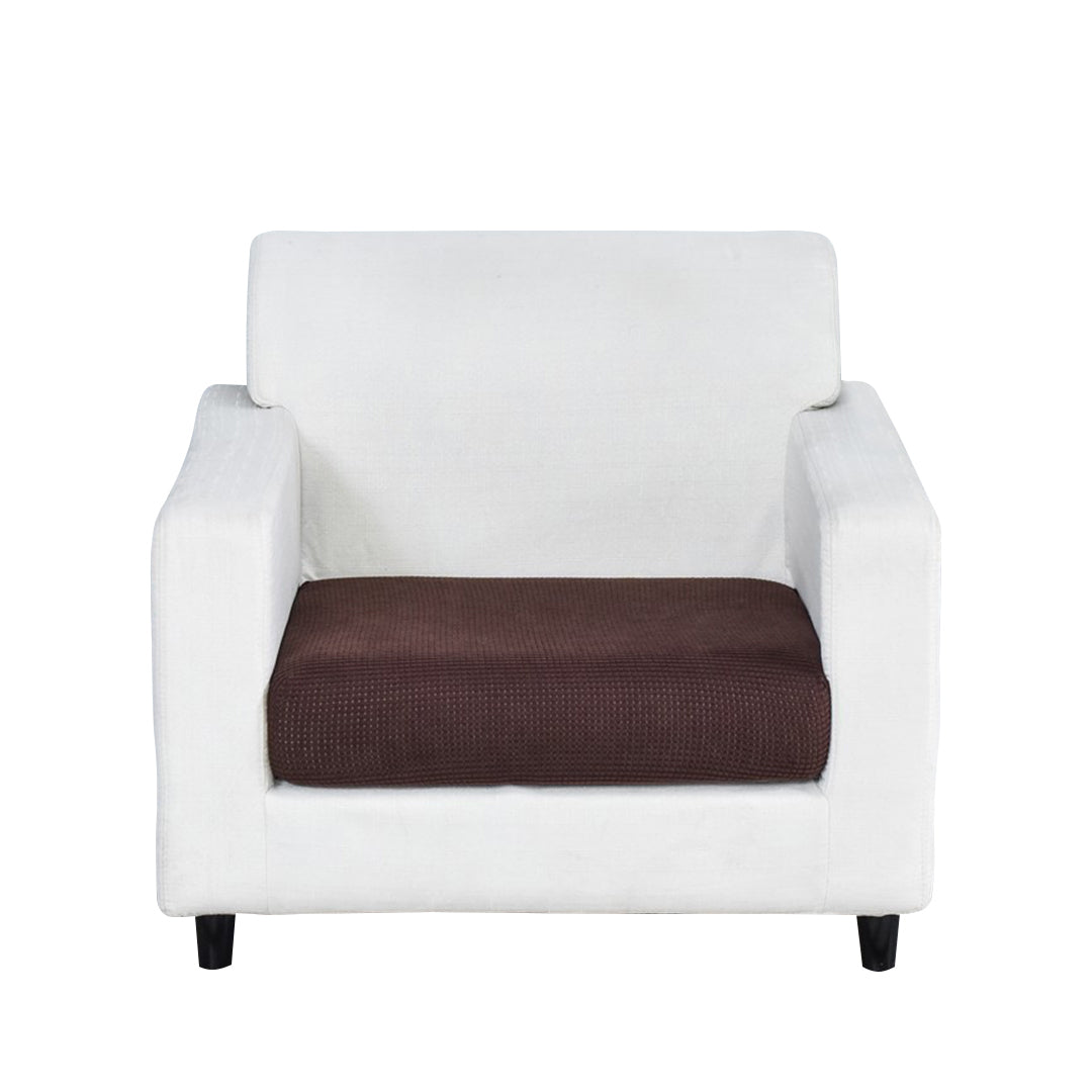 Coffee Polyester Stretch Sofa 1Pc Normal 95-120cm, Premium Decor