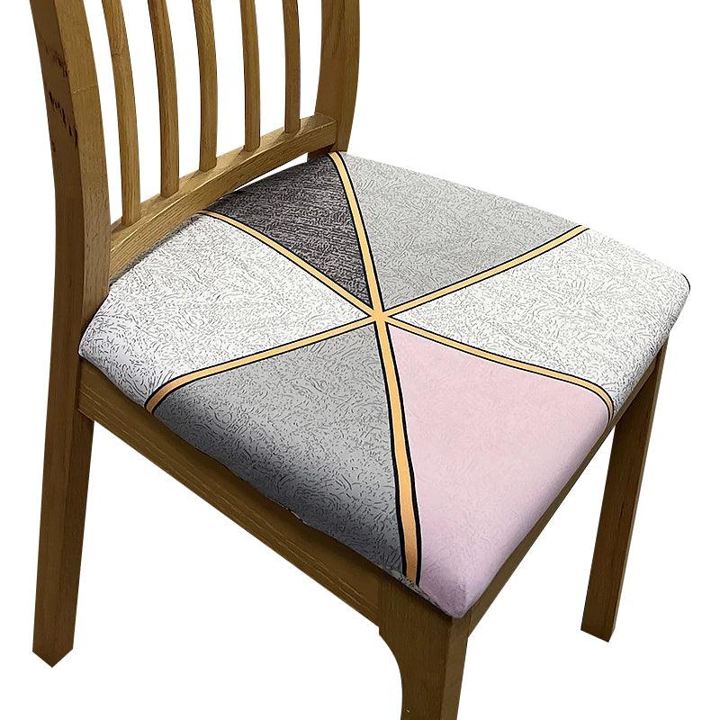Grey/Pink with Gold Linear Stretch Seat Cover for Home, Kitchen, Removable Slipcover