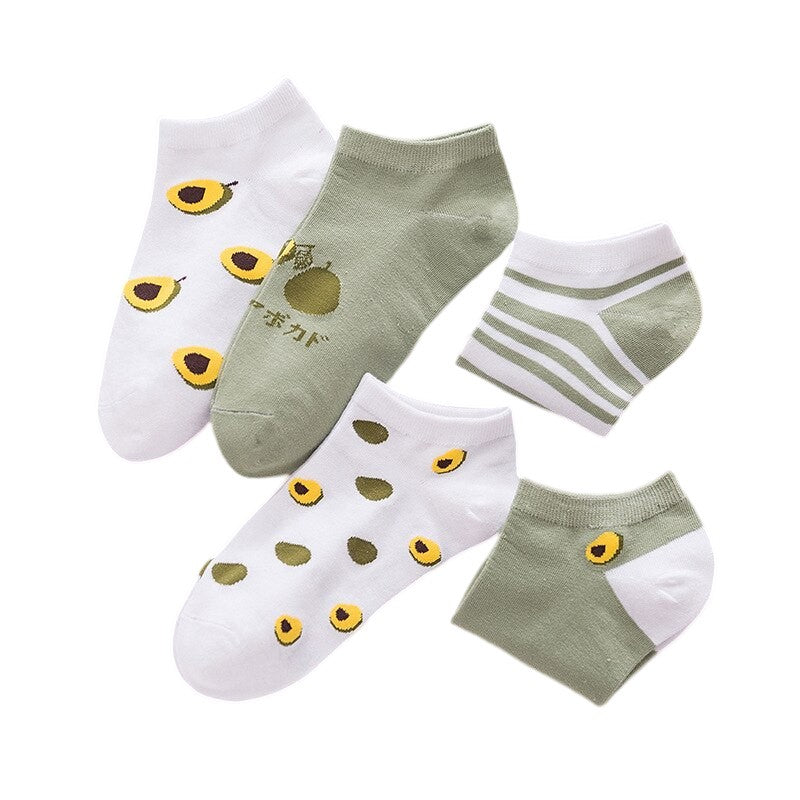 Avocado Liner Cotton Spandex Socks for Women, All Purpose Fashion - Free Shipping