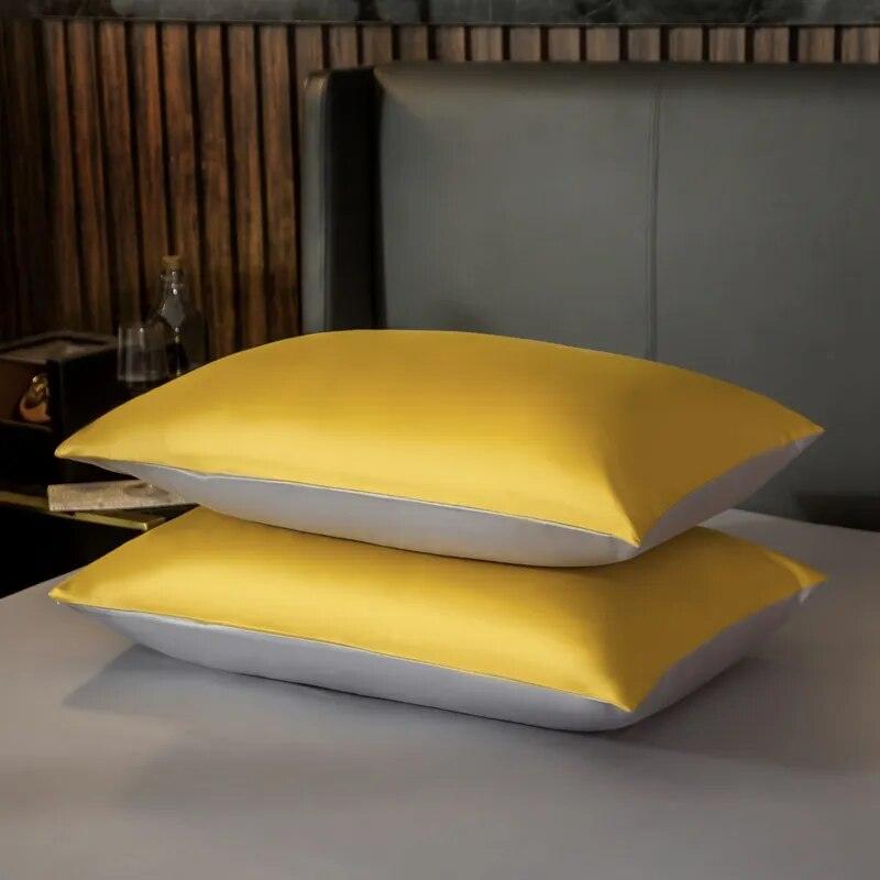 Yellow and Light Grey Ultra Soft Luxury Egyptian Cotton Queen Size 6-Piece Bed Set - Image 4