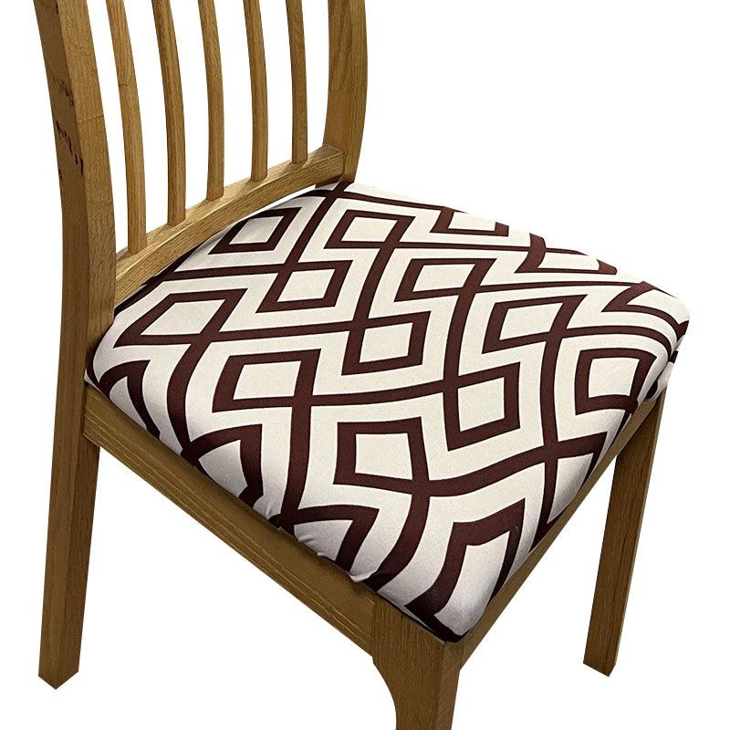 Brown and Light Beige Simple Stretch Seat Washable, Removable Cover for Home, Kitchen