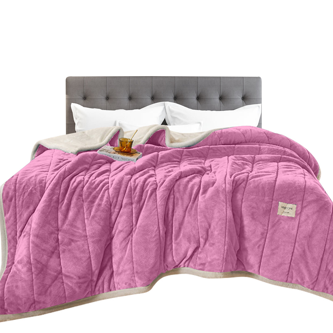 Light Pink Coral Fleece Fluffy Throw Blanket Autumn Winter Warm 150x200cm