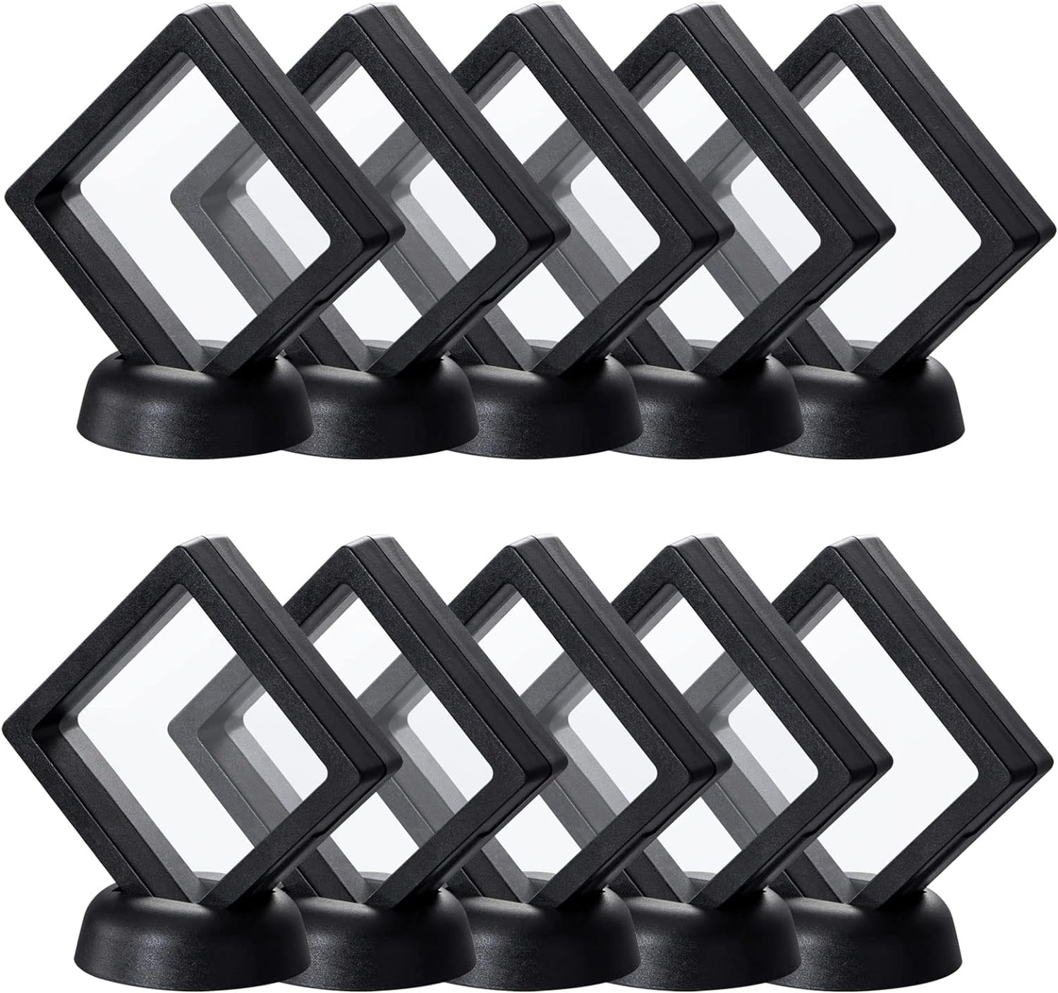 Black Jewellery Storage Set, 3D Floating Display Case, 10PCS, 9x9cm