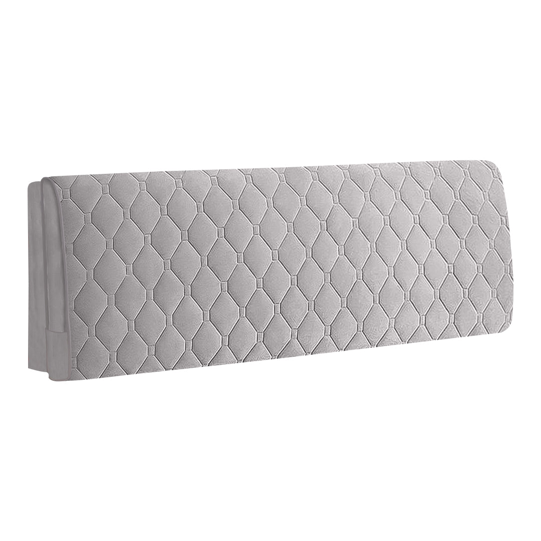 Soft Quilted Velvet Headboard Cover with Light Grey Diamond Pattern - Perfect Gift