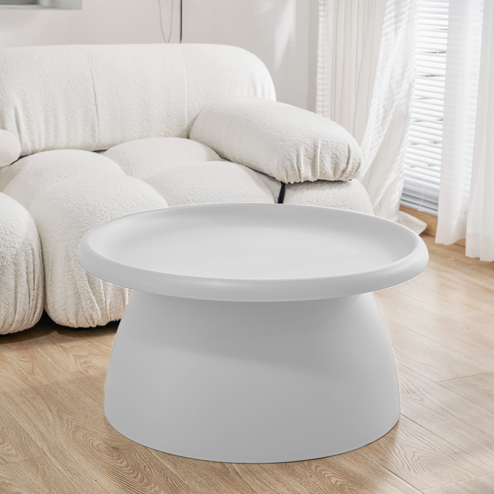 Artiss 71cm White Plastic Round Coffee Table