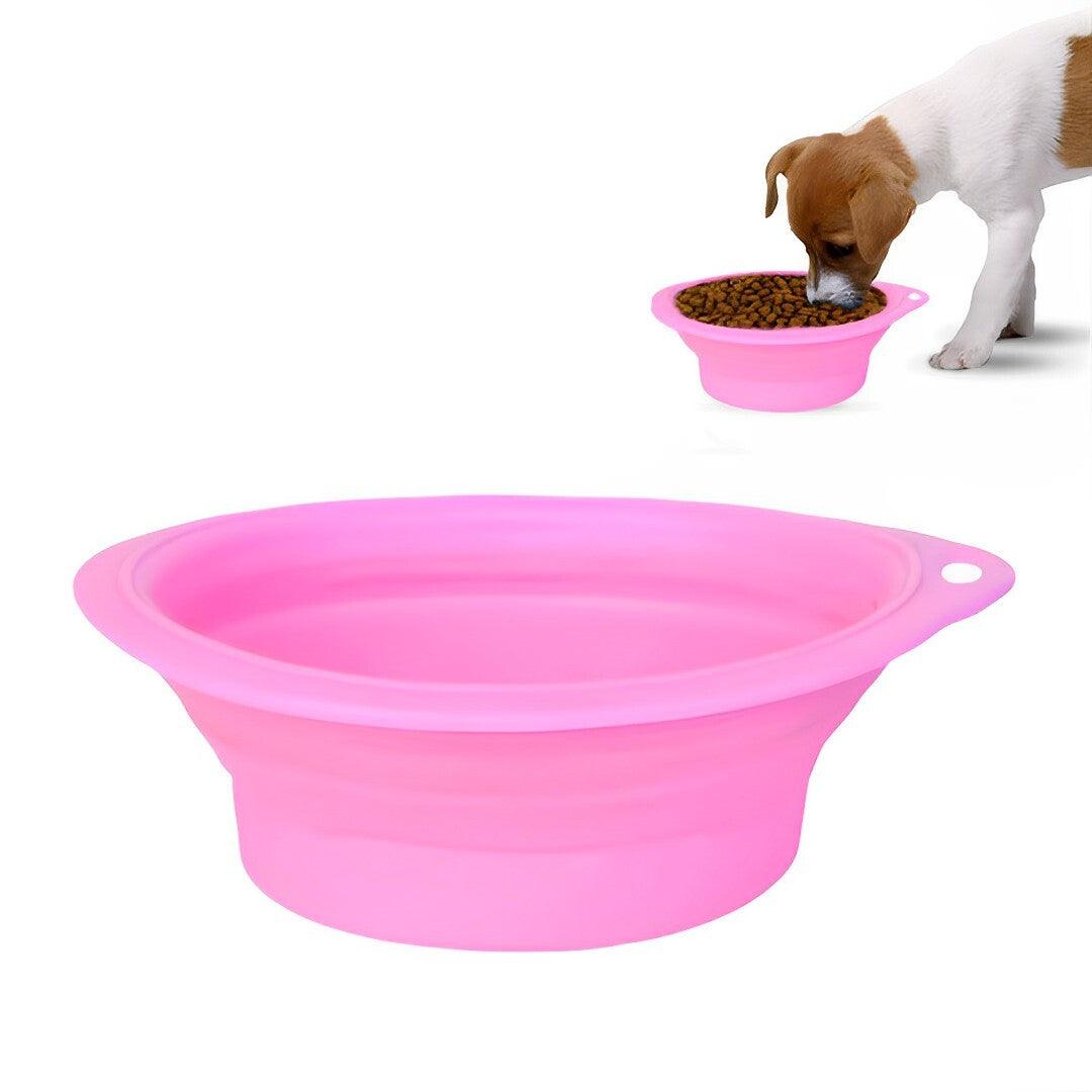 Portable Pink Dog Bowl, Travel-Friendly Water Dish - Free Shipping