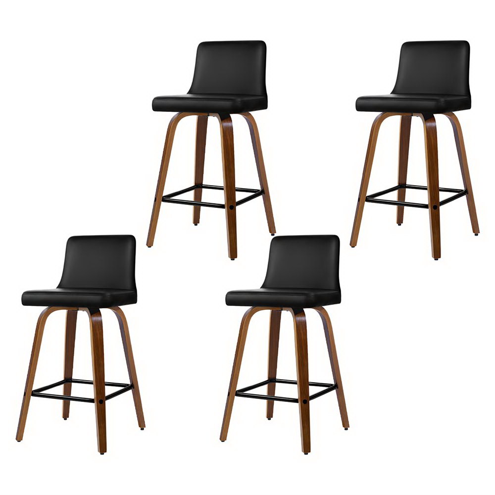 Artiss Set of 4 Swivel Padded Wooden Bar Stools
