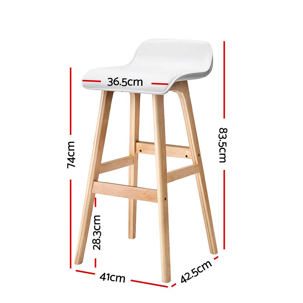 Artiss 2pk White Wooden Bar Stools - Image 2