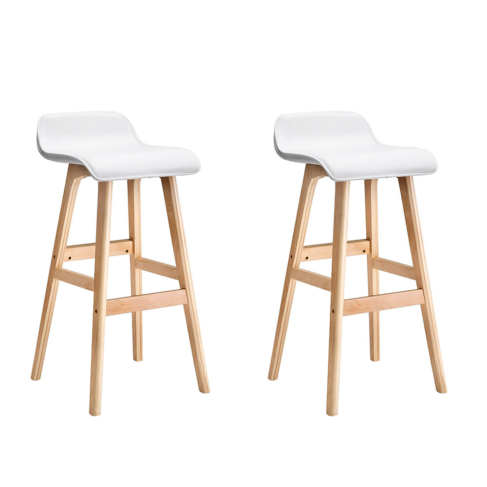 Artiss 2pk White Wooden Bar Stools - Image 8