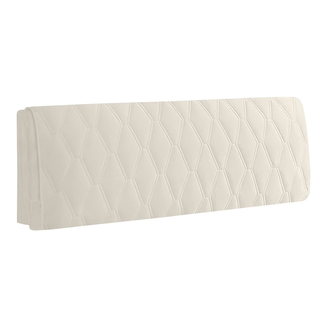 Beige Zigzag Pattern Super Soft Quilted Velvet Headboard Cover, Must-Have Protection
