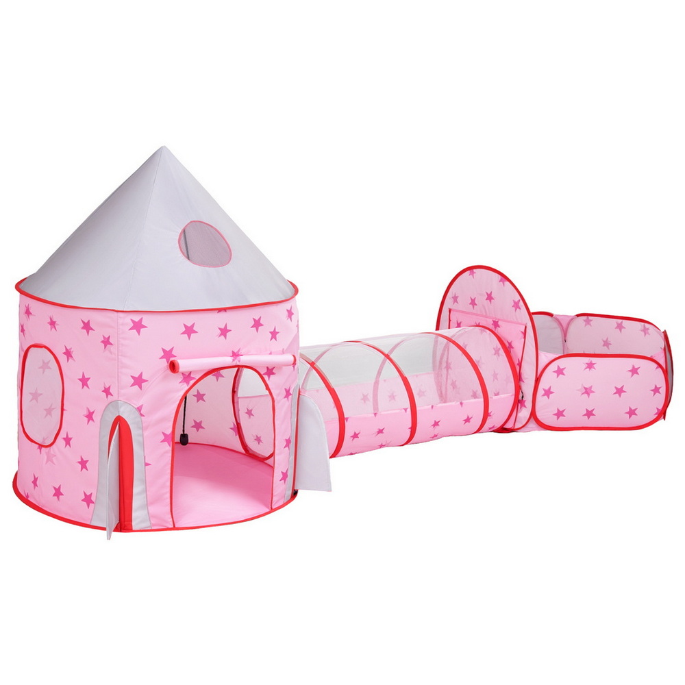 Keezi Kids Playhouse Pop Up Castle Tunnel Pink