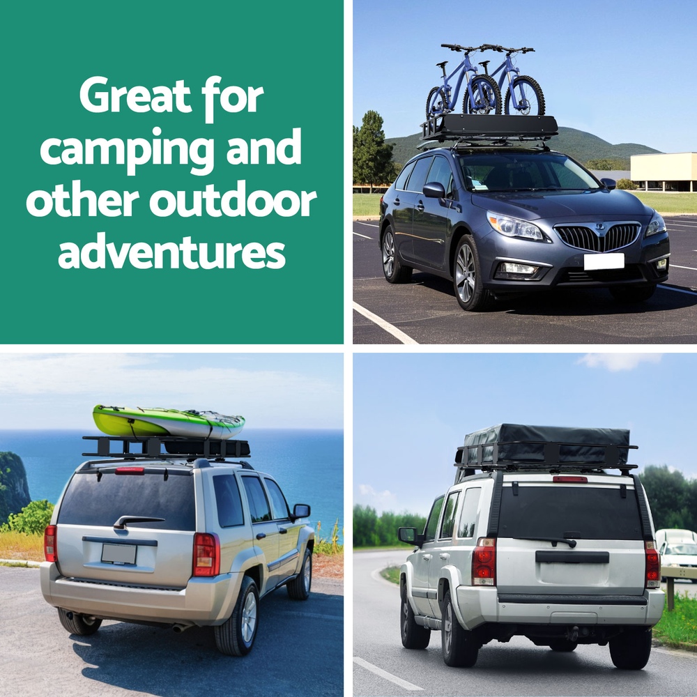 Giantz Universal 160cm Black Car Roof Rack Cargo Carrier - Image 5