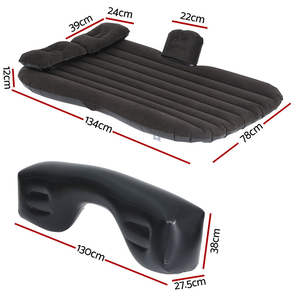 Weisshorn Inflatable Car Air Mattress SUV - Black 134x78cm - Image 2