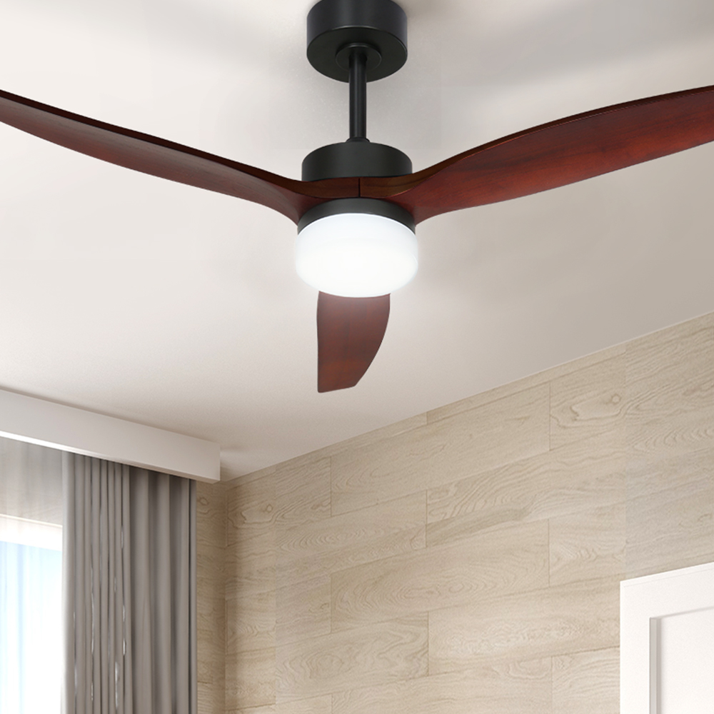 Devanti 52 Inch Dark Wood Ceiling Fan 3 Blades LED Light - Image 5