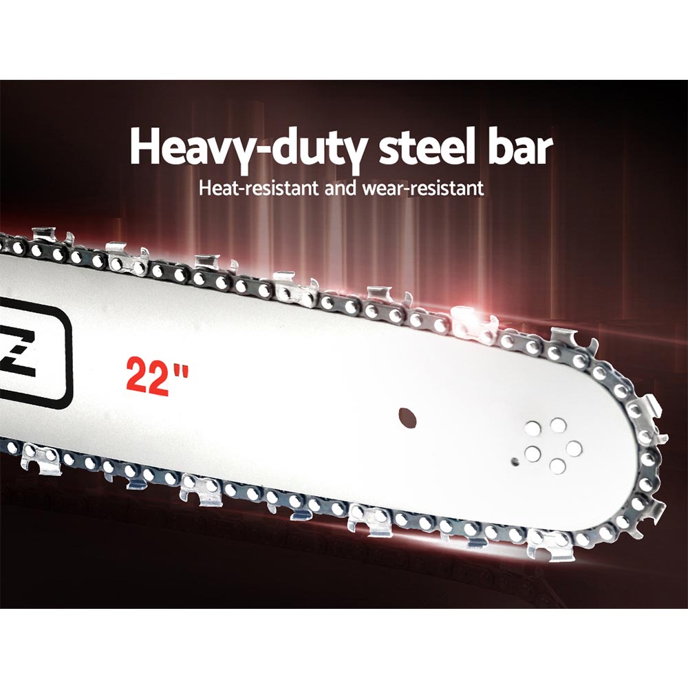 Giantz 62CC Petrol Commercial Chainsaw 22-Inch Bar E-Start - Image 4
