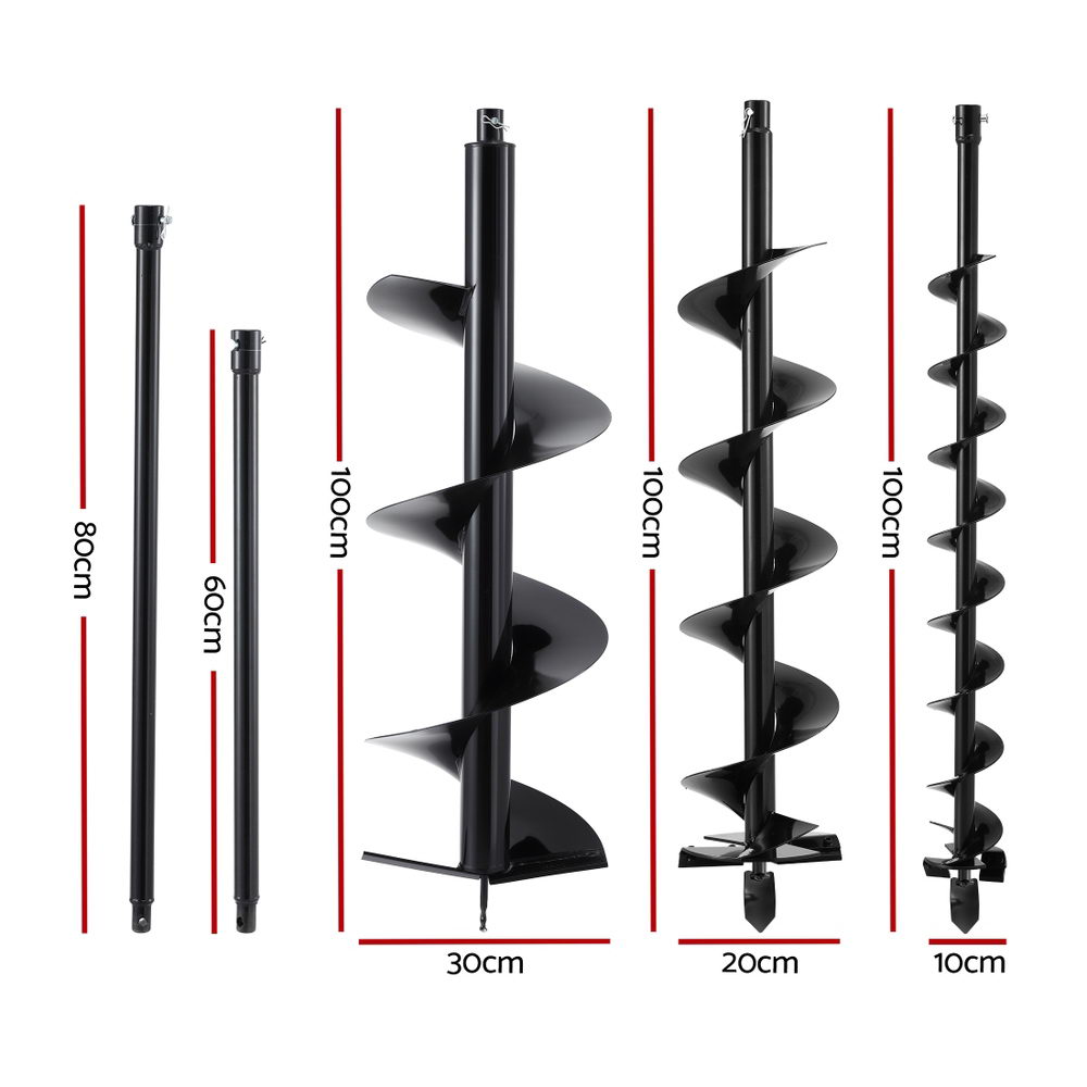 Giantz Post Hole Digger Auger Bit Set 100 200 300mm - Image 2
