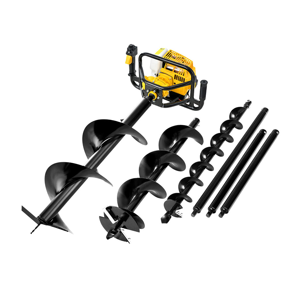 Giantz Petrol Post Hole Digger Motor with Auger Drill Extension Bits Kit
