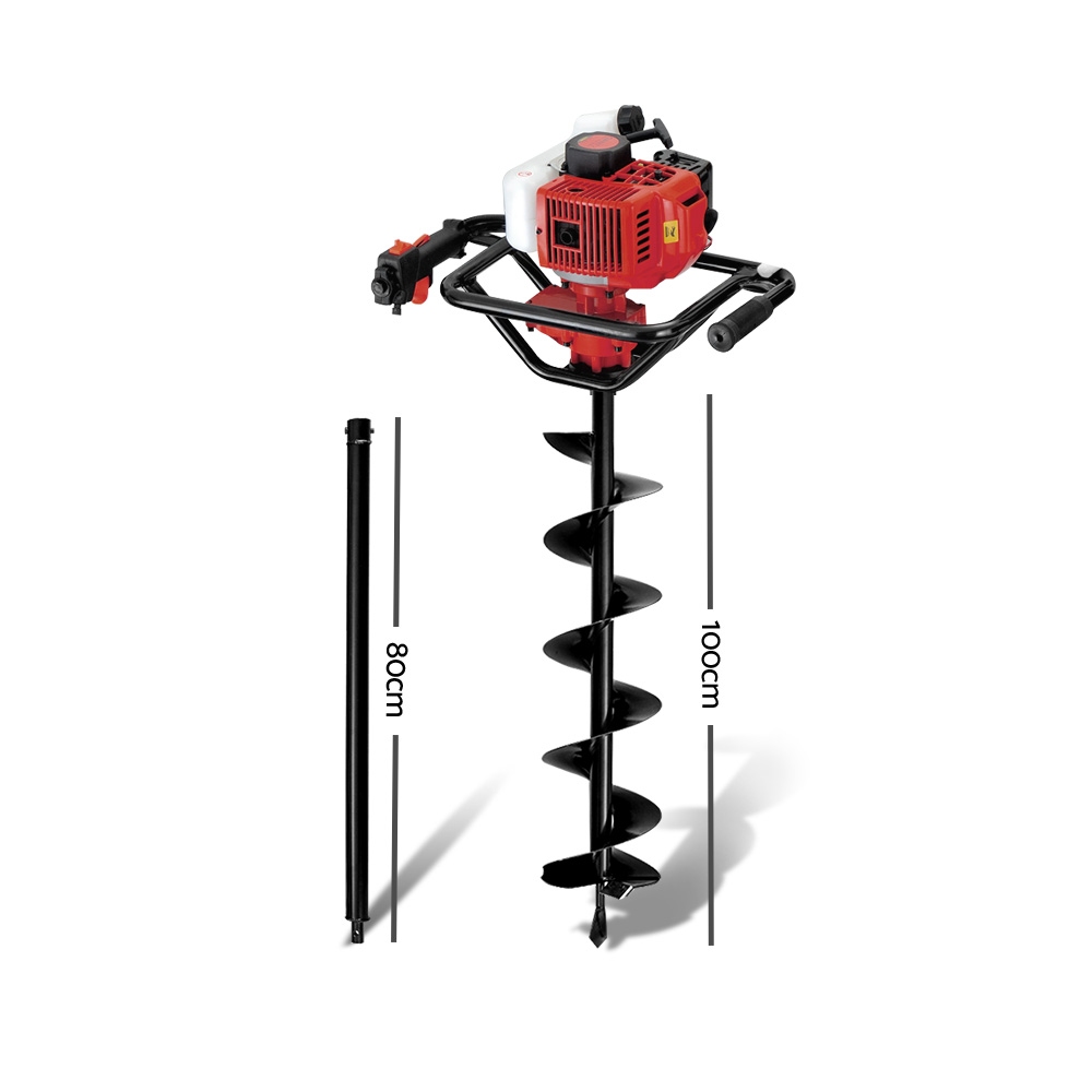 Giantz Post Hole Digger 200mm Petrol Drill Extension Bits Auger - Image 2