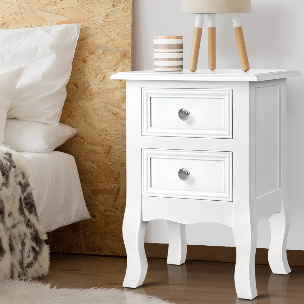Artiss Bisset 2-Drawer Bedside Table White