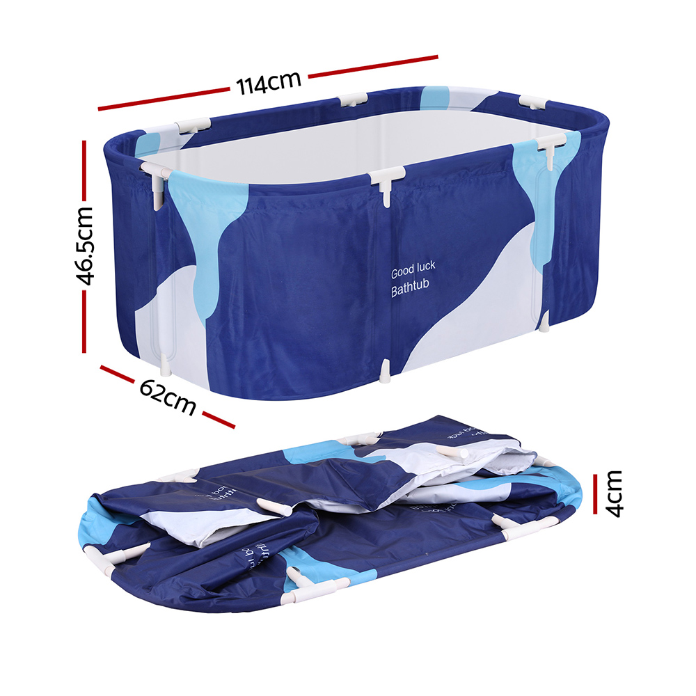 Weisshorn Foldable PVC Inflatable Spa Bathtub 114x62cm Navy Blue - Image 2
