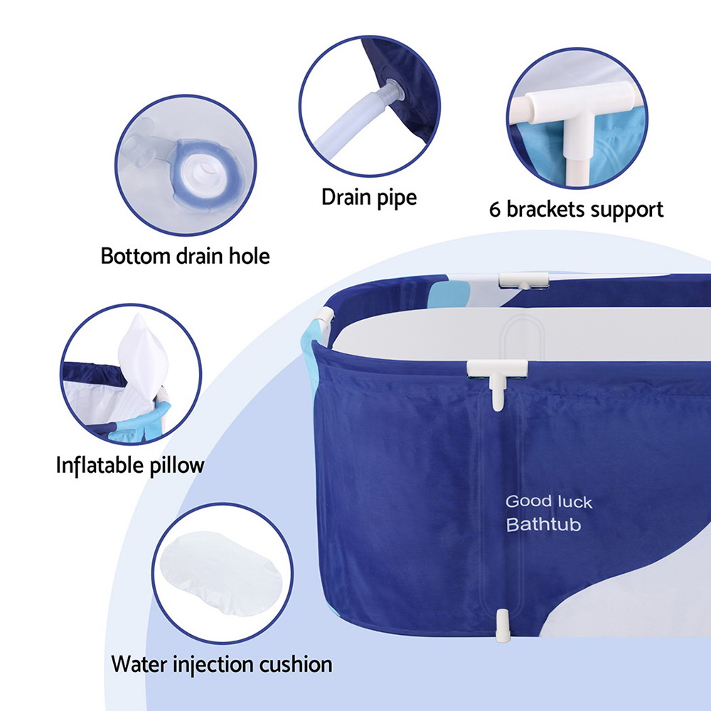 Weisshorn Foldable PVC Inflatable Spa Bathtub 114x62cm Navy Blue - Image 5