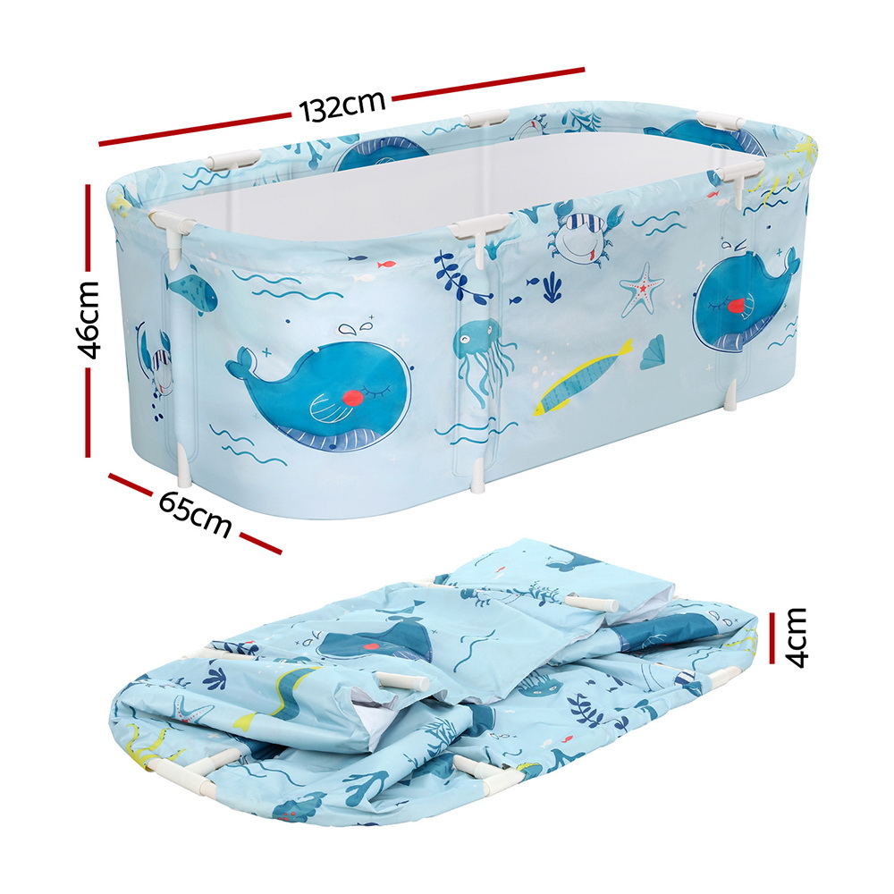 Weisshorn Foldable PVC Inflatable Spa Bathtub 134x65cm Blue - Image 2