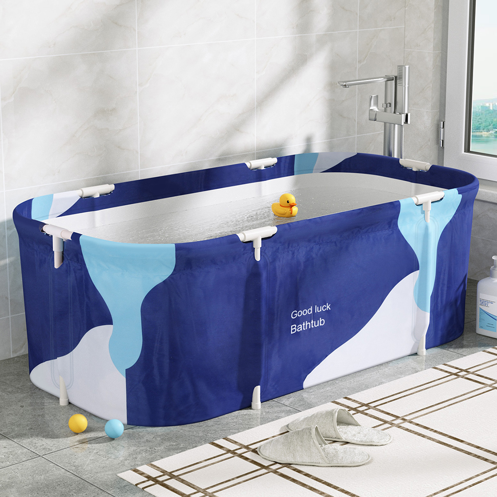 Weisshorn Foldable PVC Inflatable Spa Bathtub 134x65cm Navy Blue - Image 7