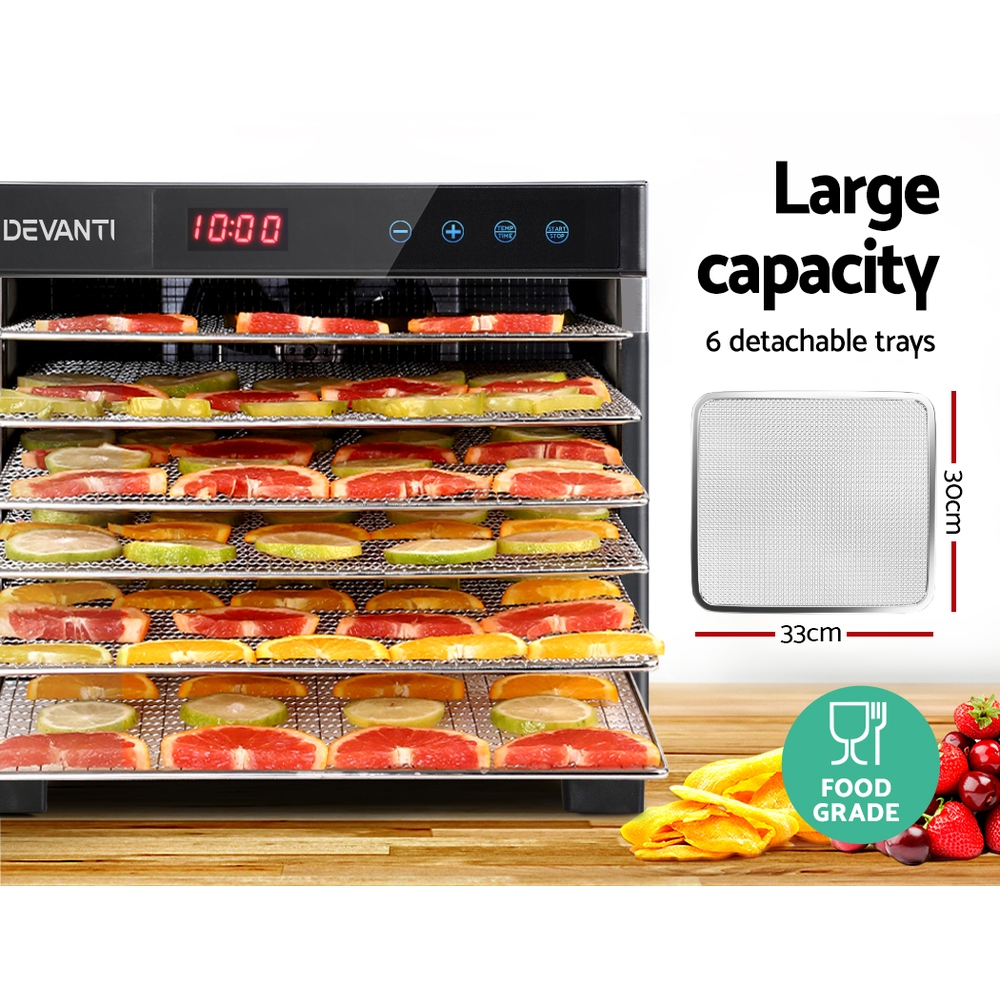 Devanti 6 Tray Stainless Steel Food Dehydrator - Image 4