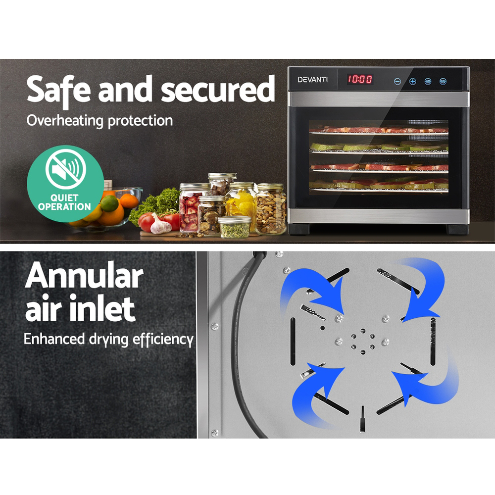 Devanti 6 Tray Stainless Steel Food Dehydrator - Image 7