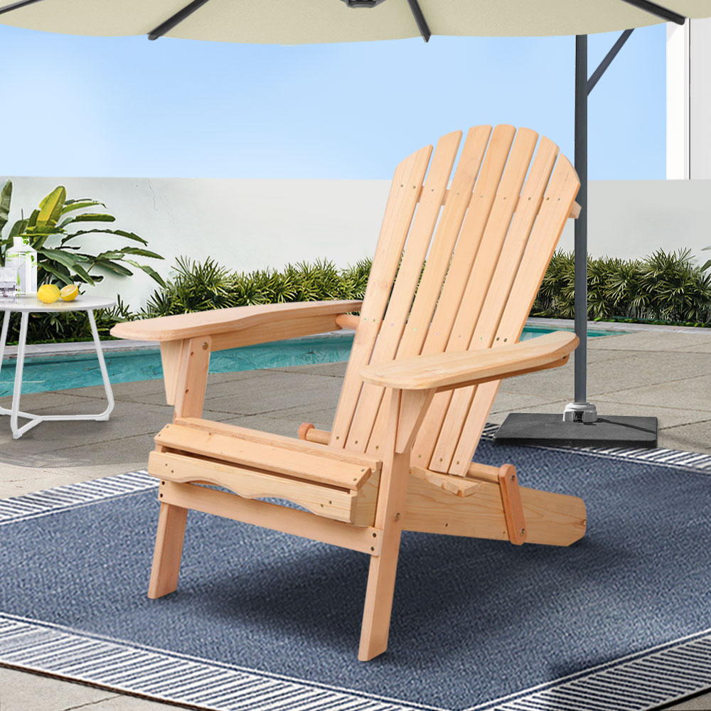 Gardeon Wooden Adirondack Outdoor Patio Chair - Natural