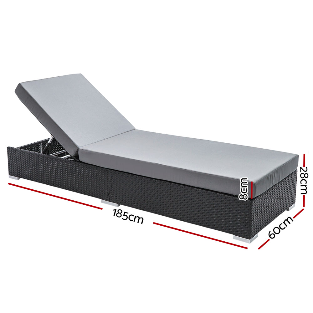 Gardeon Adjustable Wicker Outdoor Sun Lounge Day Bed - Image 2