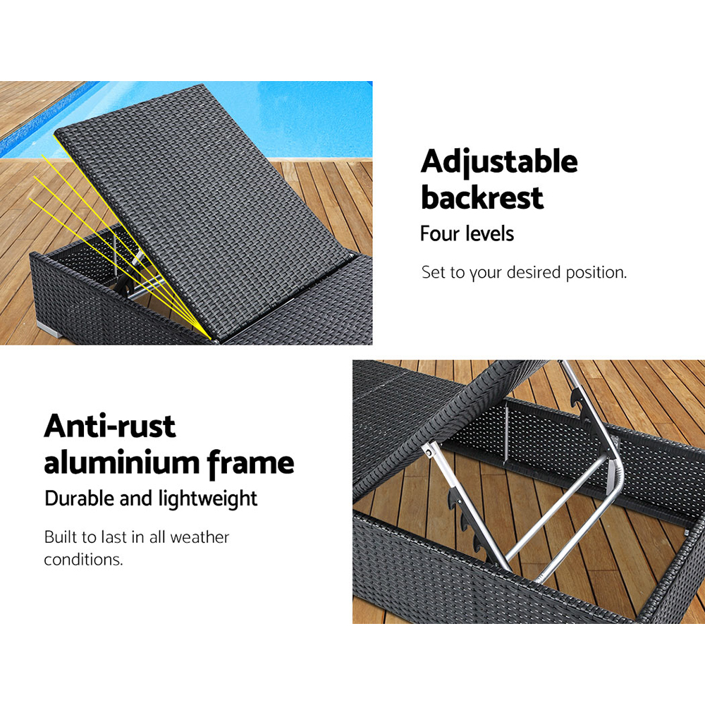 Gardeon Adjustable Wicker Outdoor Sun Lounge Day Bed - Image 4