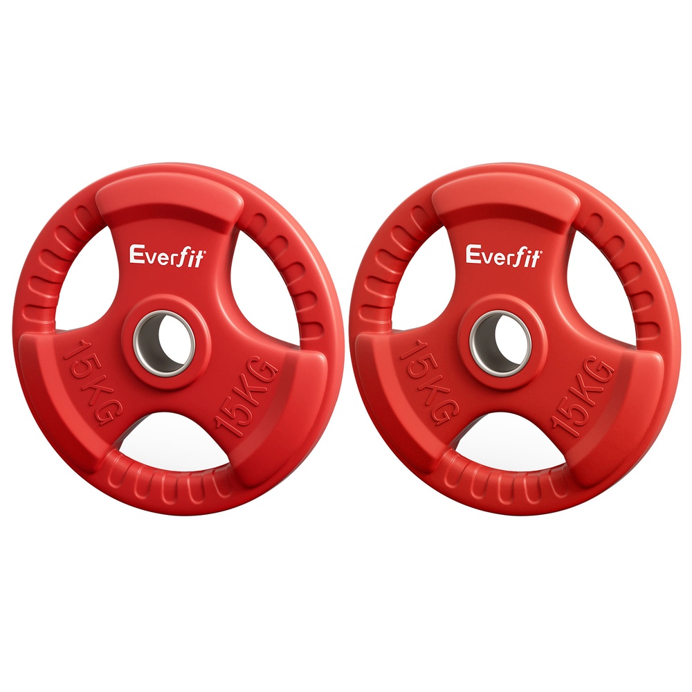 Everfit 15kgx2 Olympic Weight Plates Pair Red Dumbbell Barbell