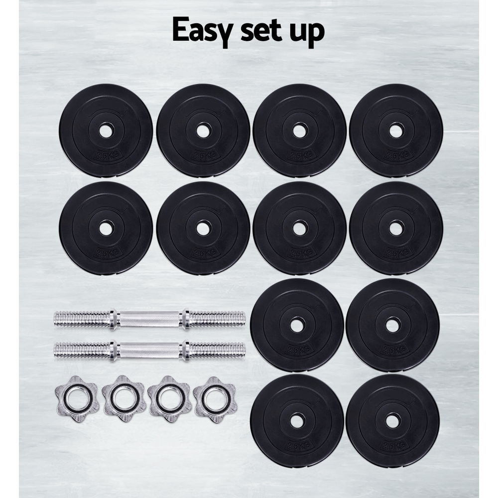 Everfit 35kg Dumbbell Set with Weight Plates and Lifting Bench - Image 6