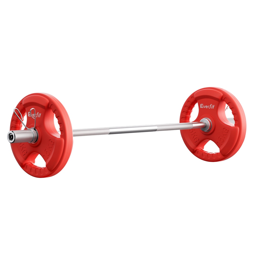 Everfit Barbells Set 36kg 120cm Dumbbell Barbell Plate Set Red