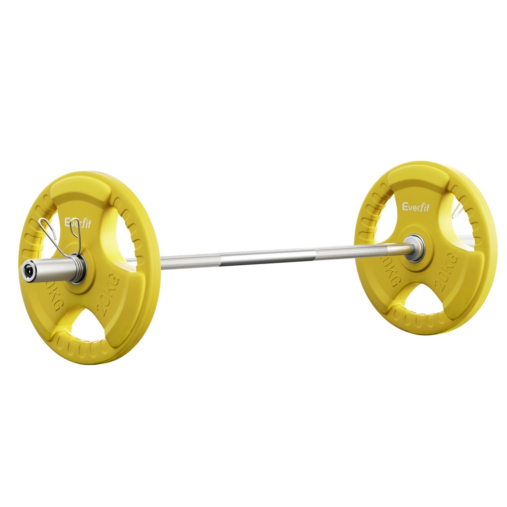 Everfit Barbells 46KG 120CM Dumbbell Barbell Plate Set Yellow