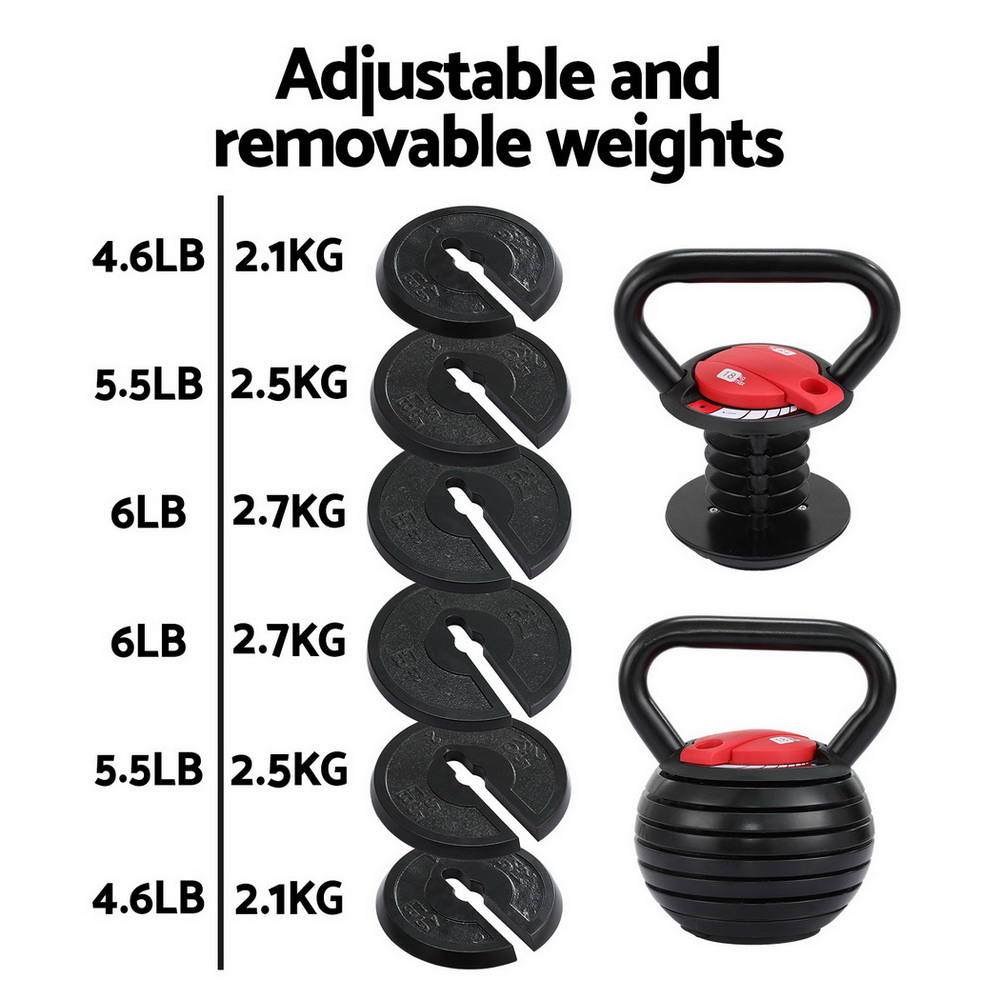 Everfit 18kg Adjustable Kettlebell Set Weight Dumbbells 10-40lbs - Image 5