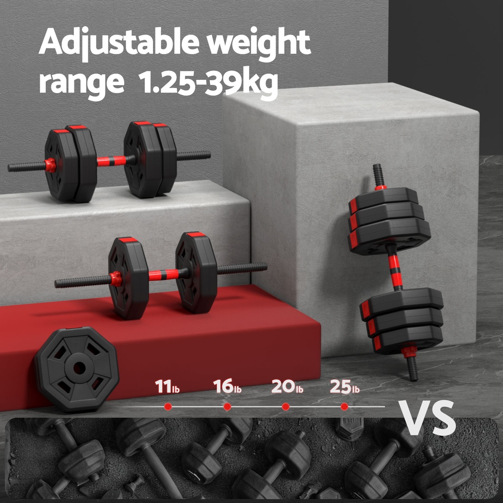 Everfit 40kg Adjustable Dumbbell and Barbell Set Weight Plates for Home Workout - Image 5