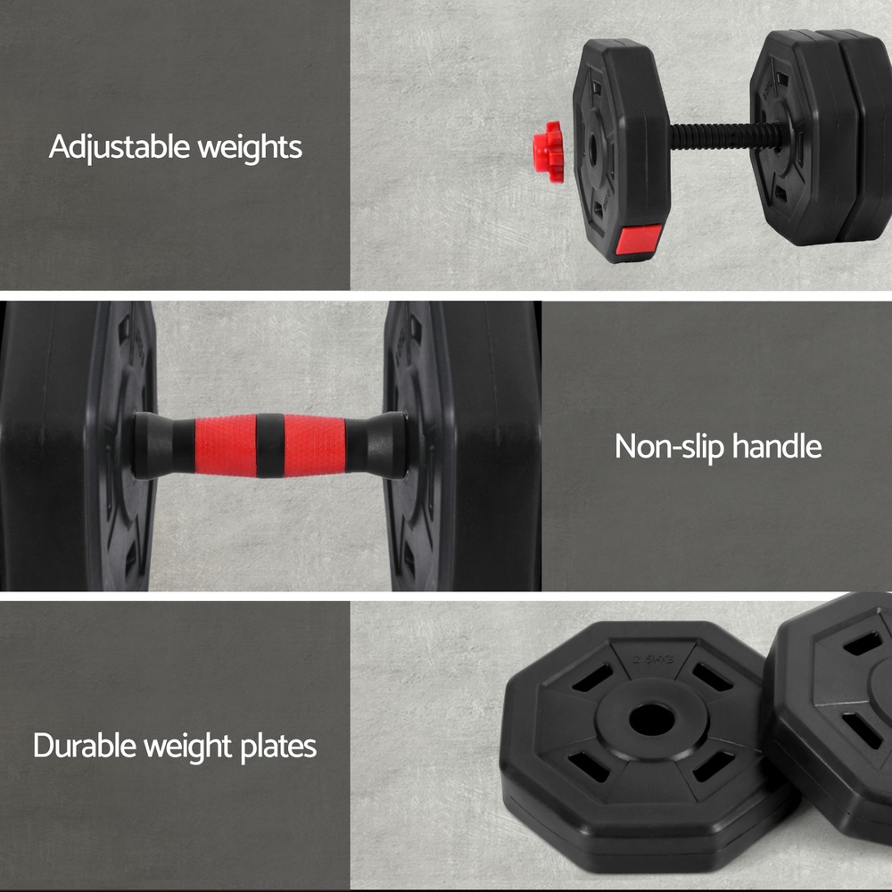 Everfit 40kg Adjustable Dumbbell and Barbell Set Weight Plates for Home Workout - Image 6