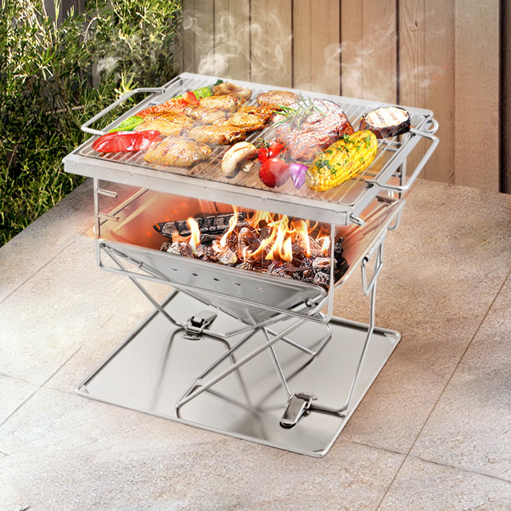 Grillz Fire Pit BBQ Grill with Carry Bag - Camping