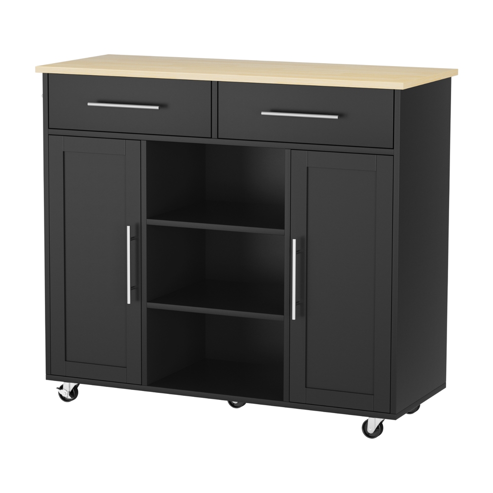Artiss Kitchen Island Trolley 100cm Black