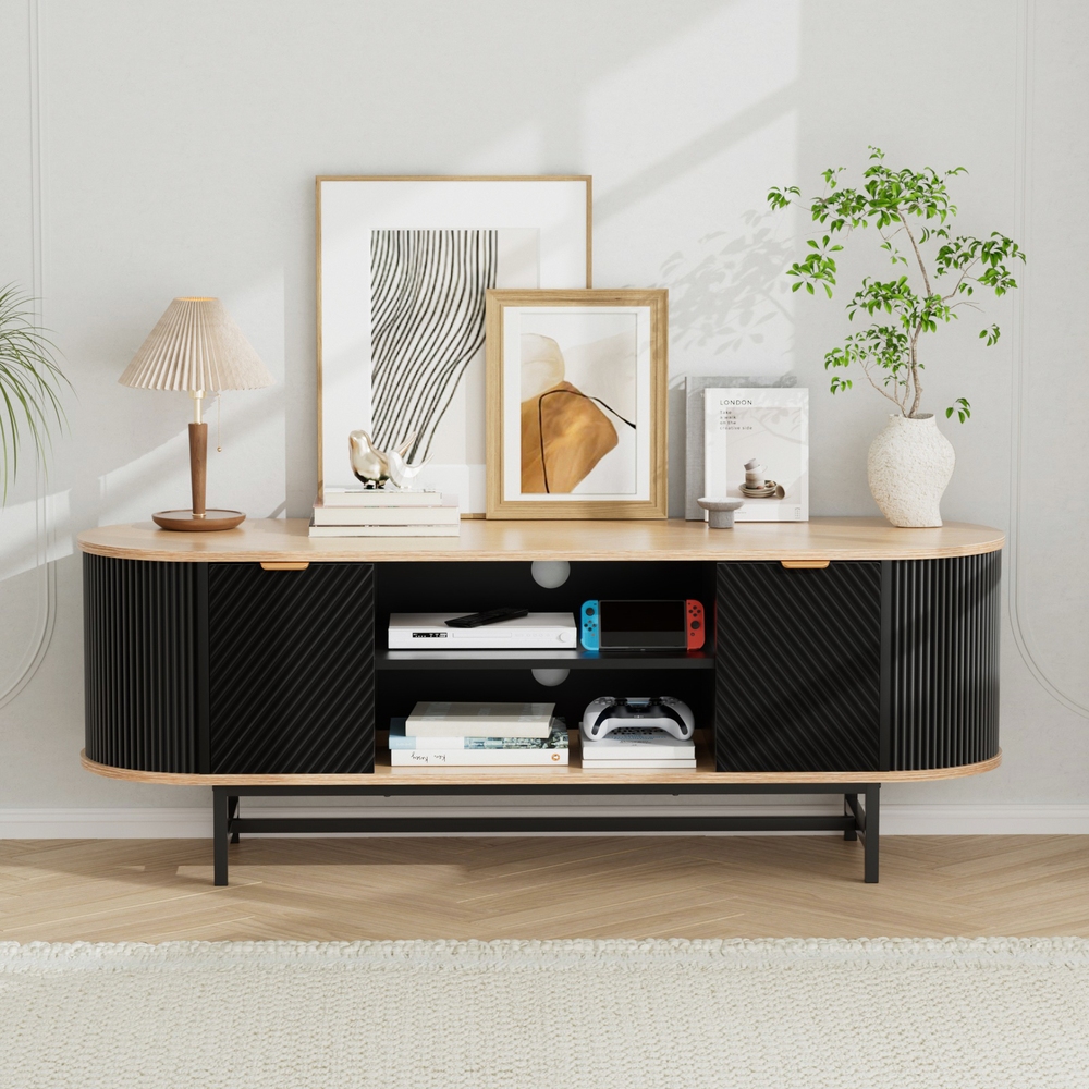 Artiss TV Unit Entertainment Unit Black Pine
