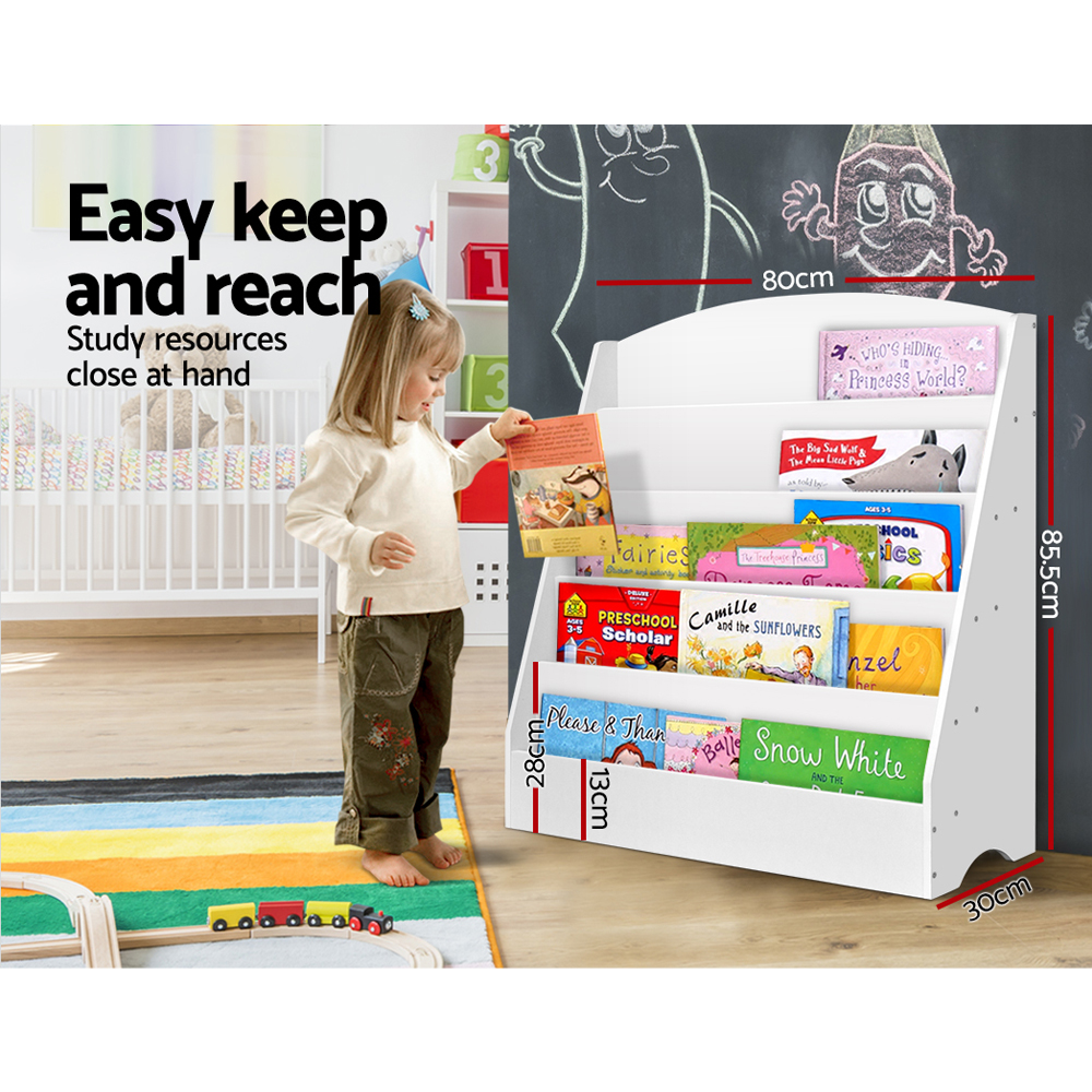 Keezi 5 Tiers Kids Bookshelf Magazine Shelf White - Image 5